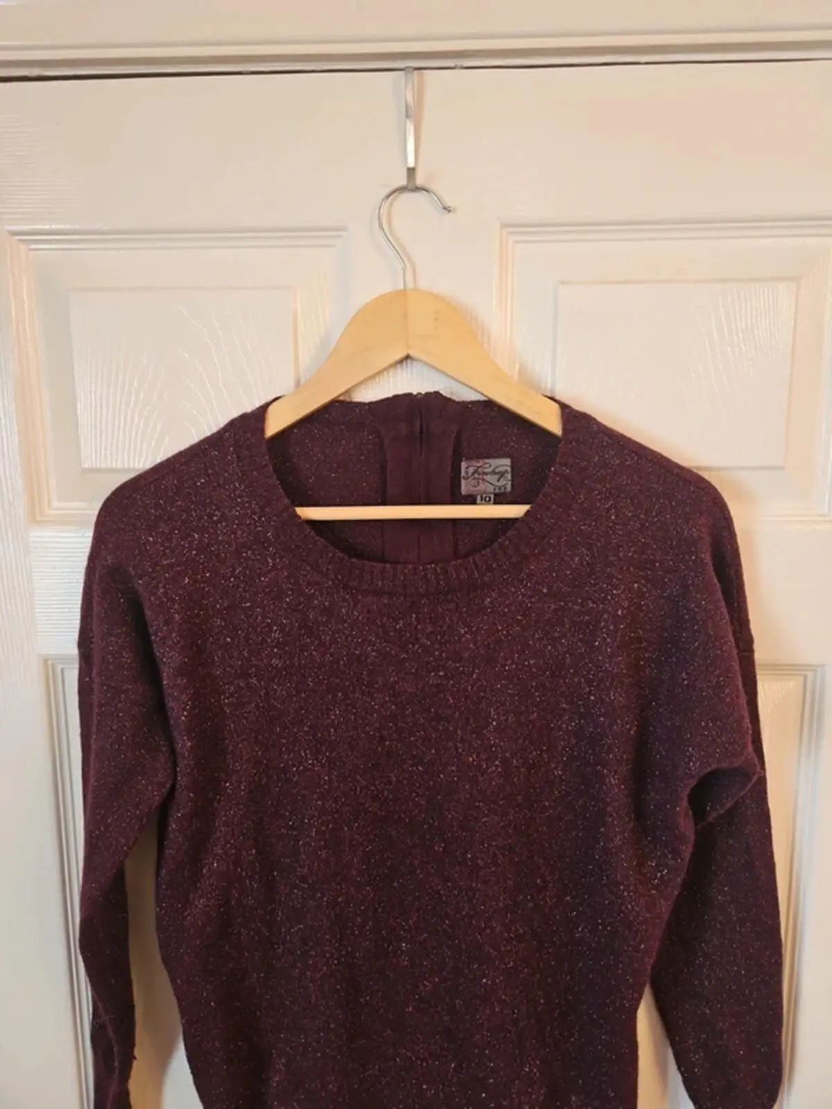 Firetrap Sparkly Plum Knit Jumper - Size 10 - Metallic Detail - Image 3