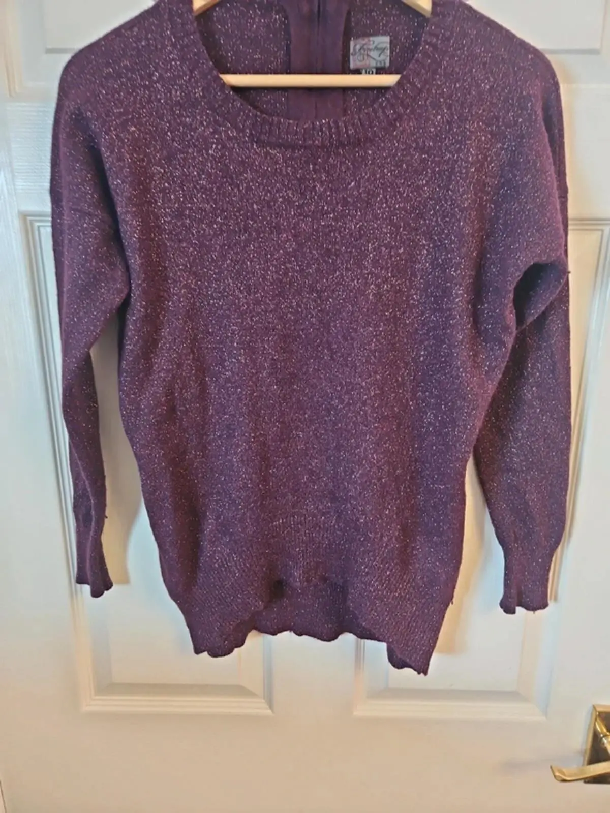 Firetrap Sparkly Plum Knit Jumper - Size 10 - Metallic Detail - Image 4