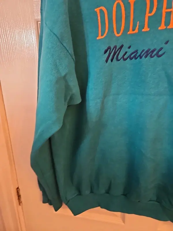 Vintage Logo 7 Miami Dolphins Heavyweight Sweatshirt L - Image 7