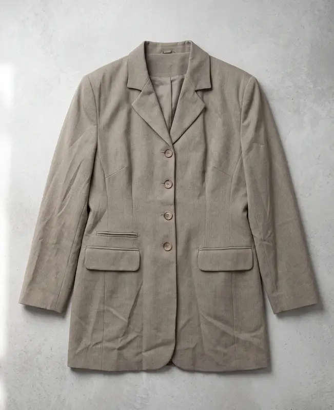 Vintage Style New Look Khaki Longline Blazer Jacket Size 16