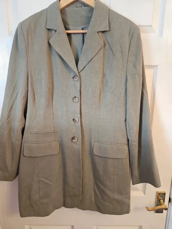 Vintage Style New Look Khaki Longline Blazer Jacket Size 16 - Image 4