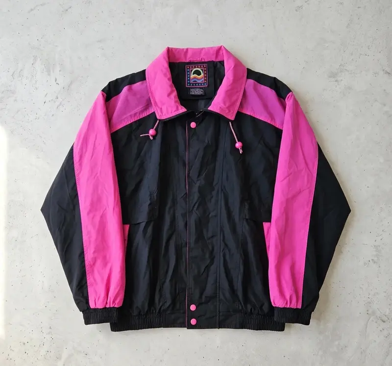 Vintage Cascade Sports Pink Black Windbreaker Jacket Womens M