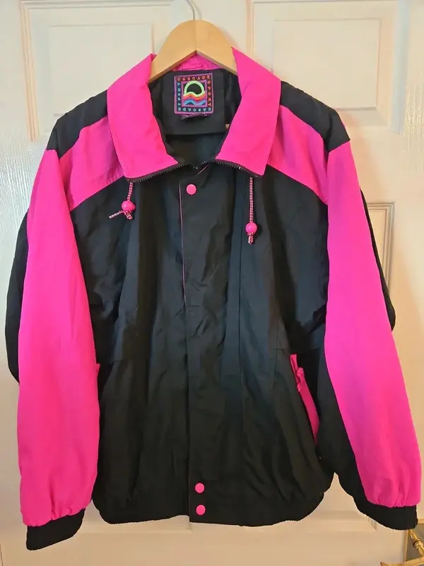 Vintage Cascade Sports Pink Black Windbreaker Jacket Womens M - Image 4