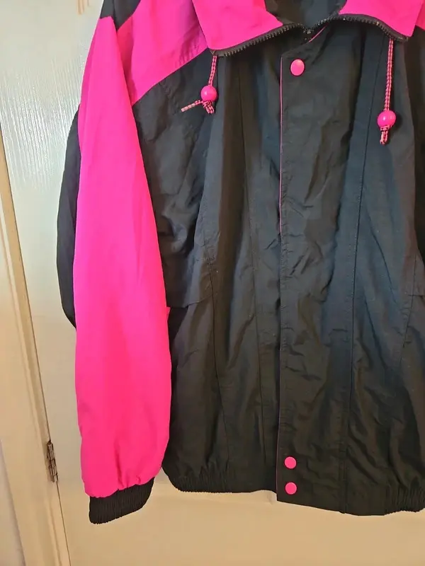 Vintage Cascade Sports Pink Black Windbreaker Jacket Womens M - Image 8