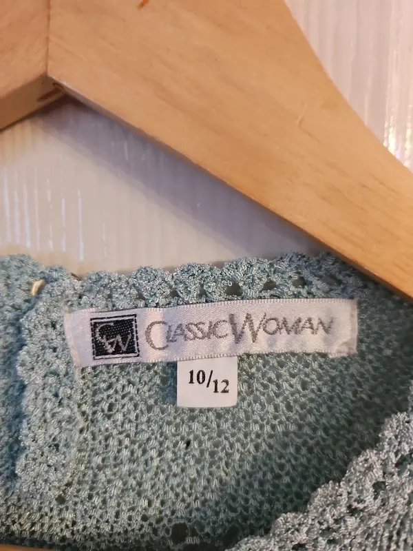 Classic Woman Mint Green Crochet Knit Floral Jumper Top Size 10/12 - Image 6