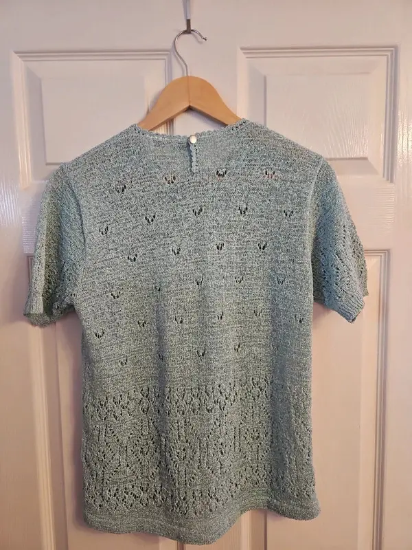 Classic Woman Mint Green Crochet Knit Floral Jumper Top Size 10/12 - Image 7