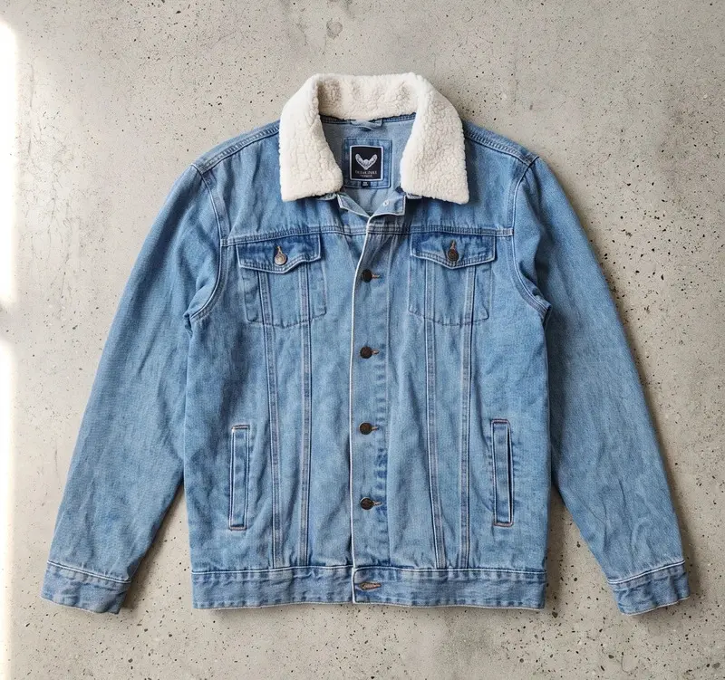 Brave Soul Mens Denim Jacket Sherpa Collar Blue XL