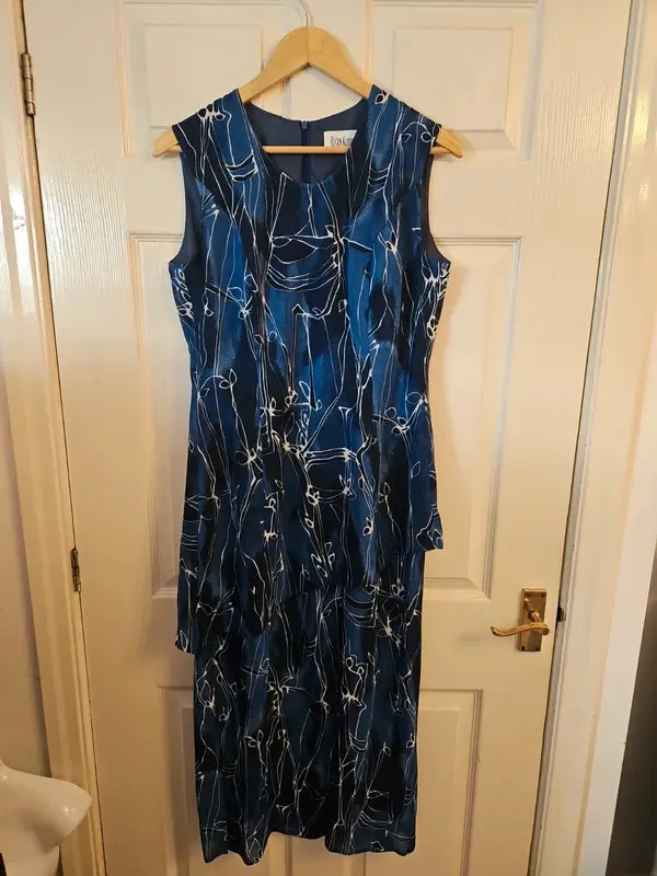 Eugen Klein Vintage Blue Abstract Print Dress Size 10 - Image 2