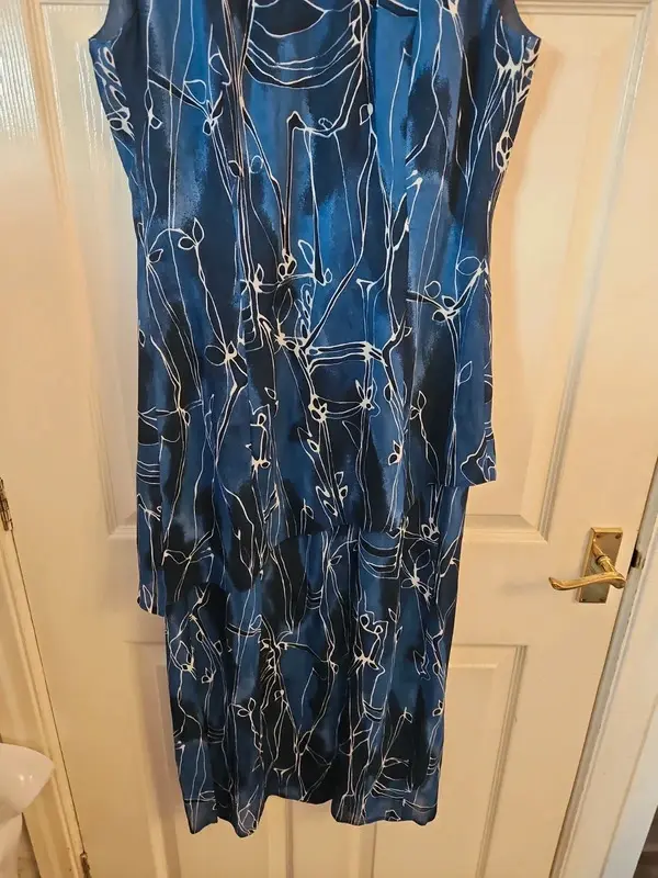 Eugen Klein Vintage Blue Abstract Print Dress Size 10 - Image 4