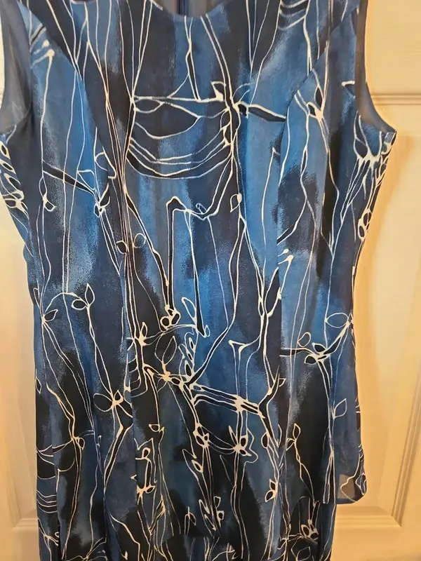 Eugen Klein Vintage Blue Abstract Print Dress Size 10 - Image 8