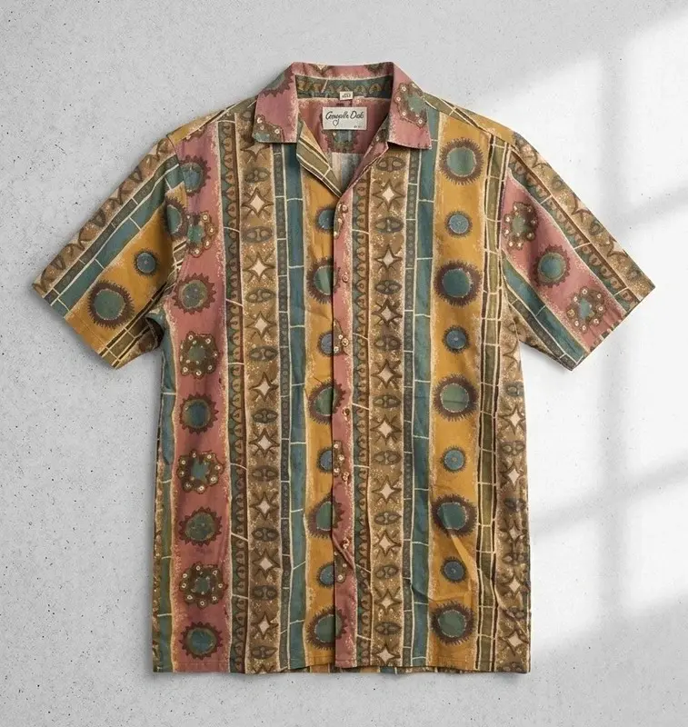 Vintage Angelo Litrico 90s Abstract Geometric Print Short Sleeve Shirt L