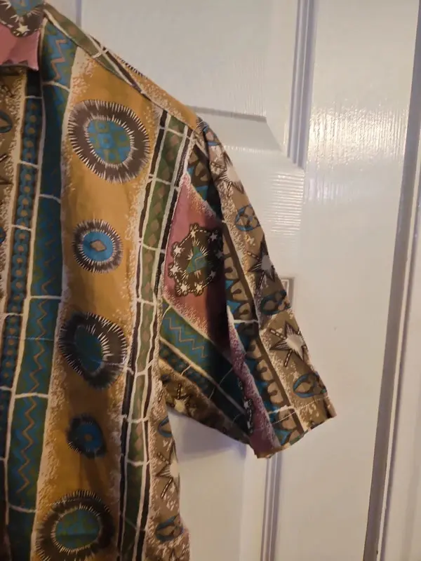 Vintage Angelo Litrico 90s Abstract Geometric Print Short Sleeve Shirt L - Image 7