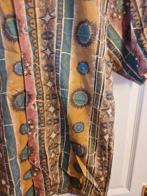 Vintage Angelo Litrico 90s Abstract Geometric Print Short Sleeve Shirt L - Image 8