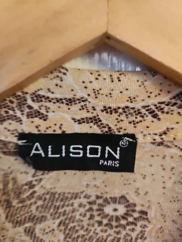 Vintage Y2K Alison Animal Print Blouse 3/4 Sleeve Brown Beige XL - Image 5
