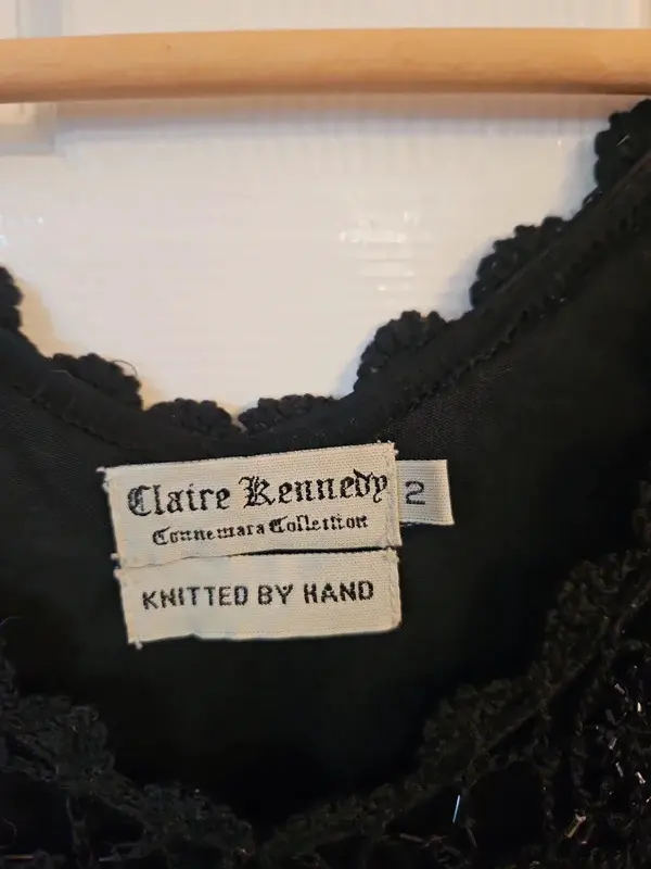 Vintage Claire Kennedy Black Sequin Hand-Knitted Top XS - Image 5