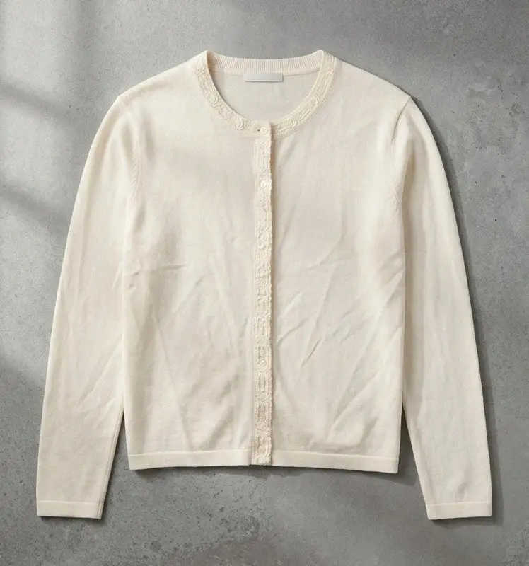 M&S Cream Fine Knit Cardigan with Cable Knit Detail