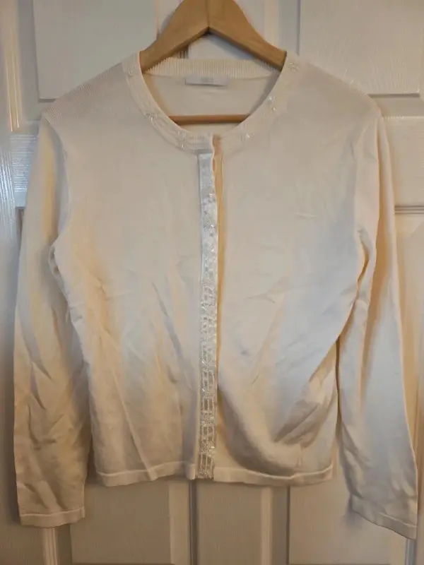 M&S Cream Fine Knit Cardigan with Cable Knit Detail - Image 4