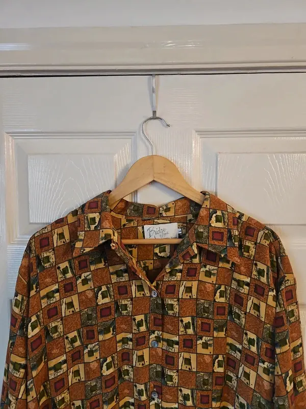 Bridge by York Vintage Style Patchwork Print Blouse Shirt L - Image 3