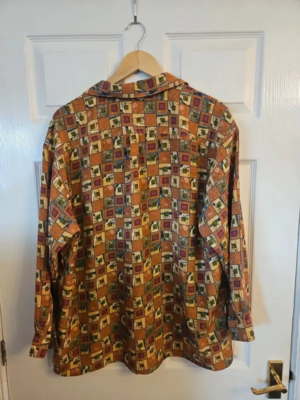 Bridge by York Vintage Style Patchwork Print Blouse Shirt L - Image 6