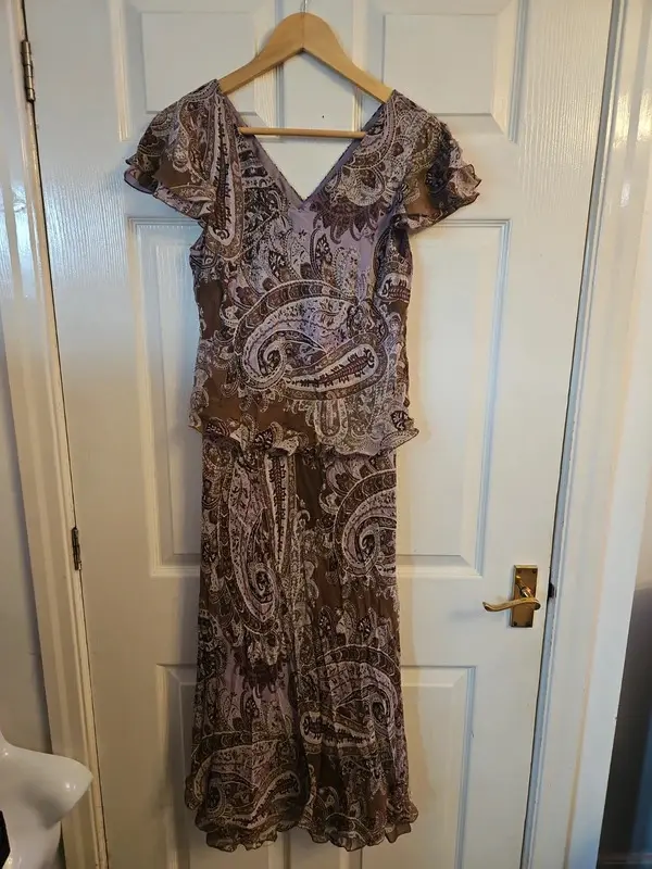 Vintage CC Country Casuals 100% Silk Paisley Midi Maxi Dress UK 12 Boho Y2K - Image 2