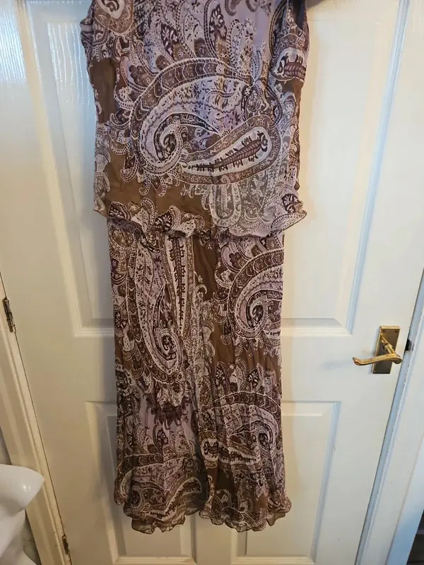 Vintage CC Country Casuals 100% Silk Paisley Midi Maxi Dress UK 12 Boho Y2K - Image 4