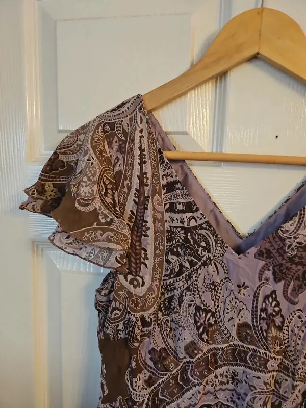 Vintage CC Country Casuals 100% Silk Paisley Midi Maxi Dress UK 12 Boho Y2K - Image 5