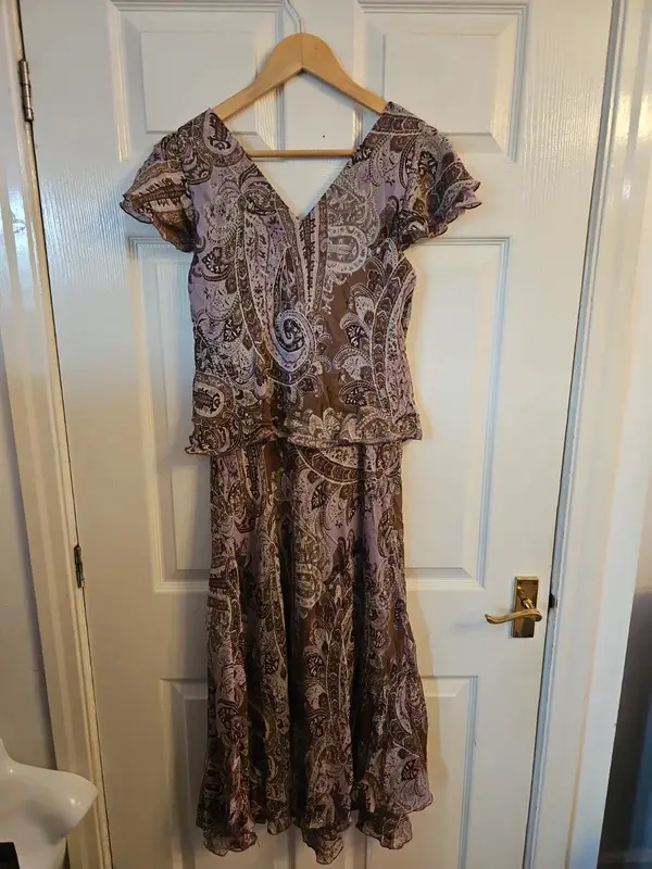 Vintage CC Country Casuals 100% Silk Paisley Midi Maxi Dress UK 12 Boho Y2K - Image 7