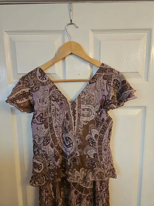 Vintage CC Country Casuals 100% Silk Paisley Midi Maxi Dress UK 12 Boho Y2K - Image 8