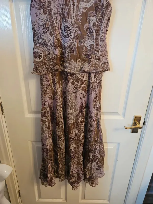 Vintage CC Country Casuals 100% Silk Paisley Midi Maxi Dress UK 12 Boho Y2K - Image 9