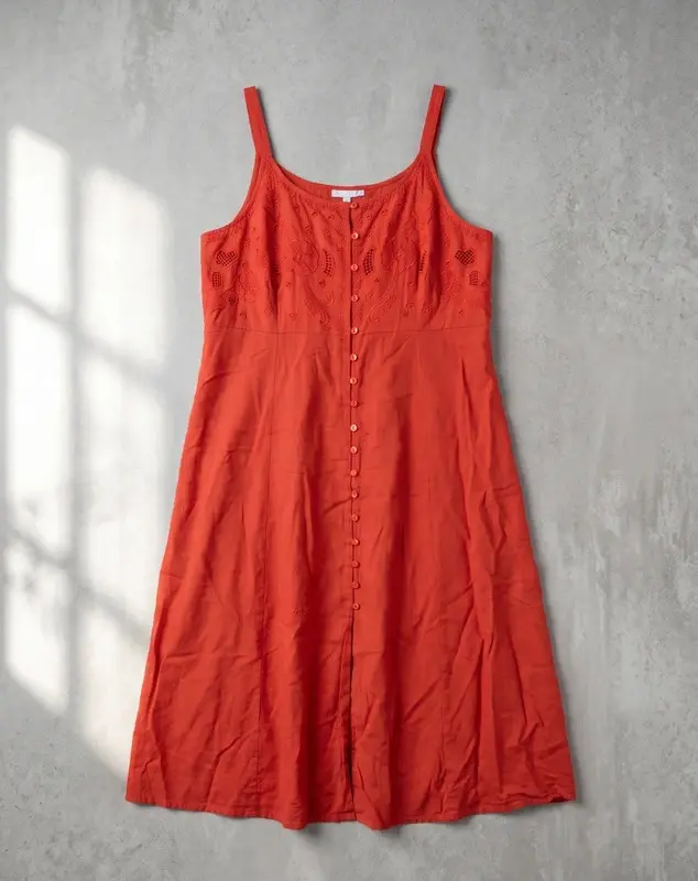 Bluemist Coral Linen Blend Corset Back Midi Dress Size 24