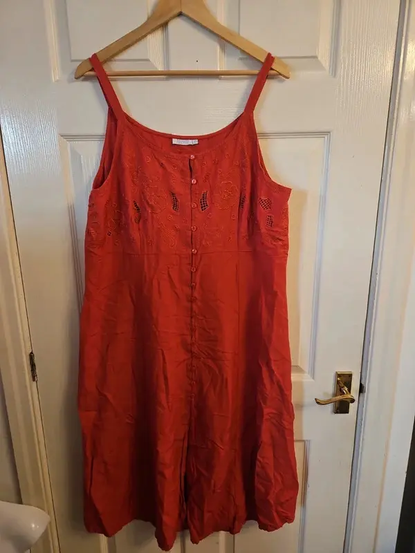 Bluemist Coral Linen Blend Corset Back Midi Dress Size 24 - Image 2