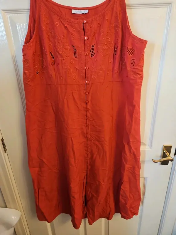 Bluemist Coral Linen Blend Corset Back Midi Dress Size 24 - Image 4