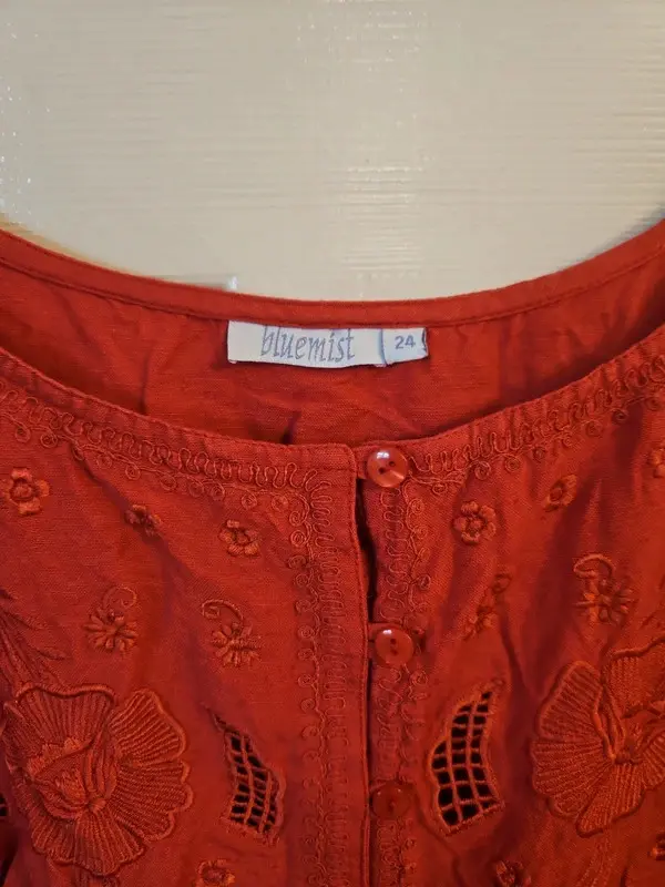 Bluemist Coral Linen Blend Corset Back Midi Dress Size 24 - Image 5