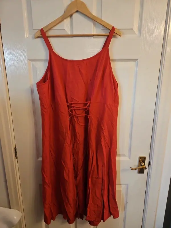 Bluemist Coral Linen Blend Corset Back Midi Dress Size 24 - Image 6