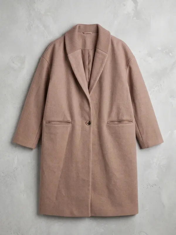 VILA Brown Camel Wool Blend Longline Overcoat UK 12