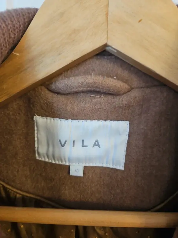 VILA Brown Camel Wool Blend Longline Overcoat UK 12 - Image 5