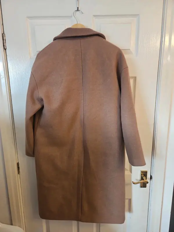 VILA Brown Camel Wool Blend Longline Overcoat UK 12 - Image 6
