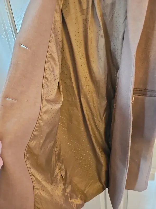 VILA Brown Camel Wool Blend Longline Overcoat UK 12 - Image 7