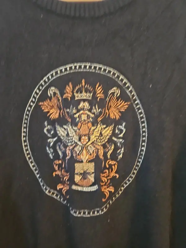 River Island Black Crest Embroidered Jumper Size XS - Image 5
