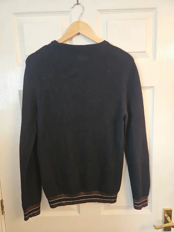 River Island Black Crest Embroidered Jumper Size XS - Image 7