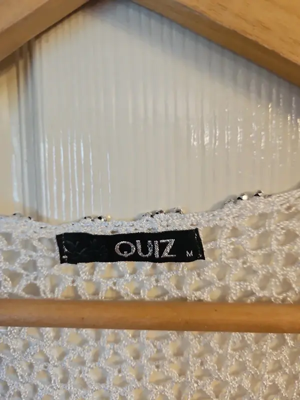 Quiz White Crochet Cropped Cardigan Bolero Shrug Size M - Image 5