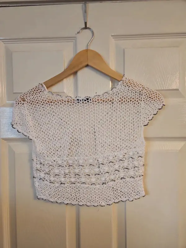 Quiz White Crochet Cropped Cardigan Bolero Shrug Size M - Image 6