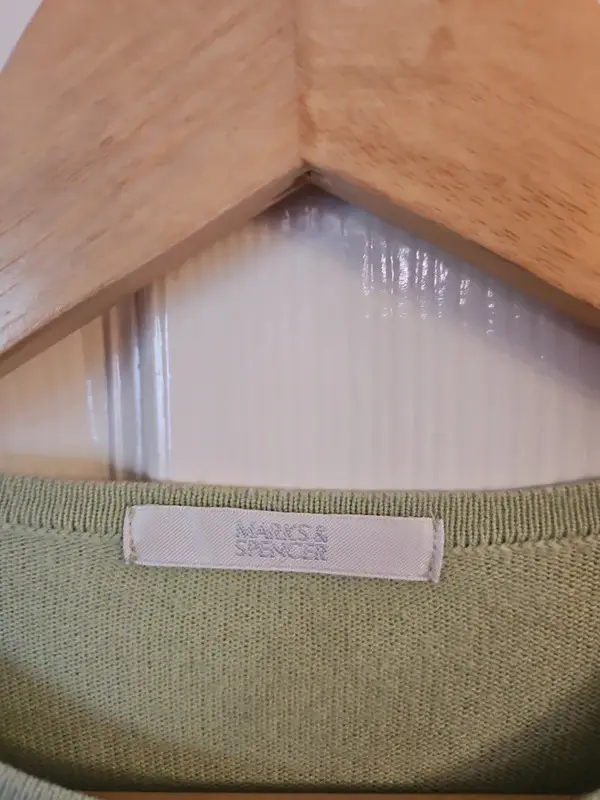 M&S Marks Spencer Lime Green Cardigan Cutwork Floral Detail Size 14 - Image 5