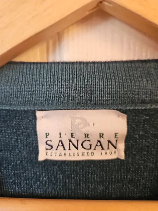 Vintage Pierre Sangan Blue Geometric Jumper 50% Wool Men's L - Image 5