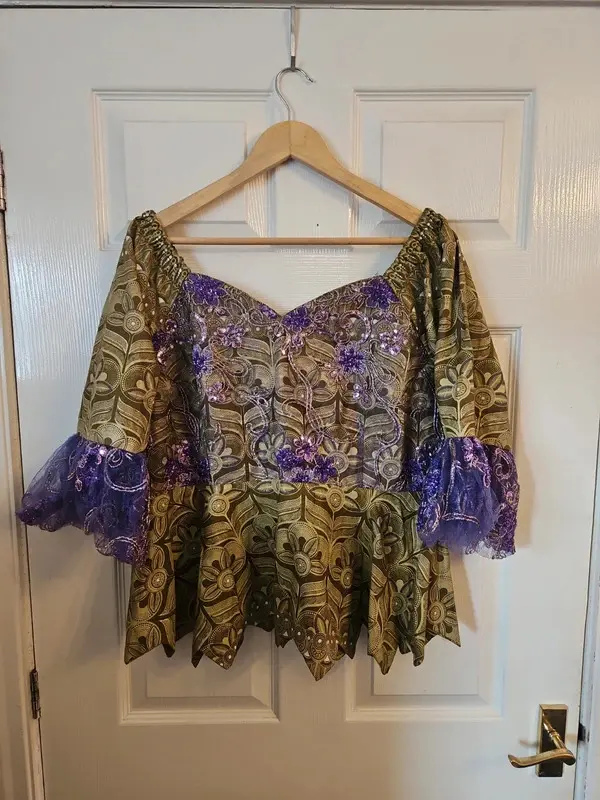 Unbranded Purple Gold Brocade Peplum Top Blouse Best Fit Size 16 - Image 2