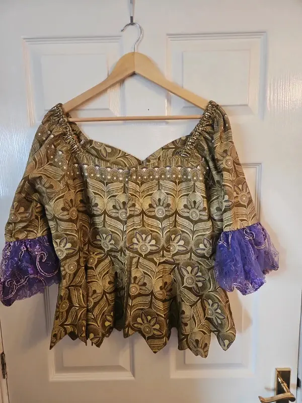 Unbranded Purple Gold Brocade Peplum Top Blouse Best Fit Size 16 - Image 7
