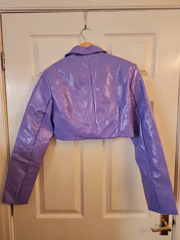 KYO Lilac Faux Leather Cropped Jacket Blazer Size 14 NWT - Image 7