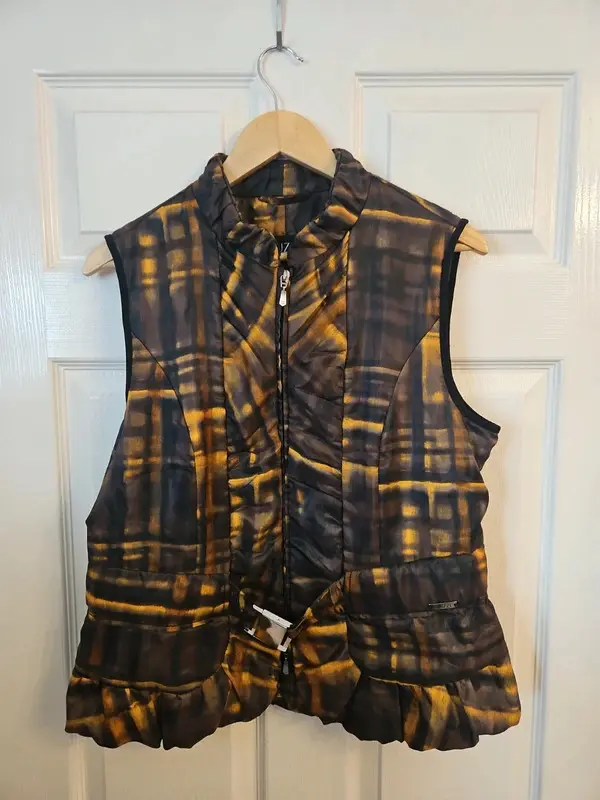 Tuzzi Black Gold Abstract Padded Gilet Waistcoat Size 14 - Image 2