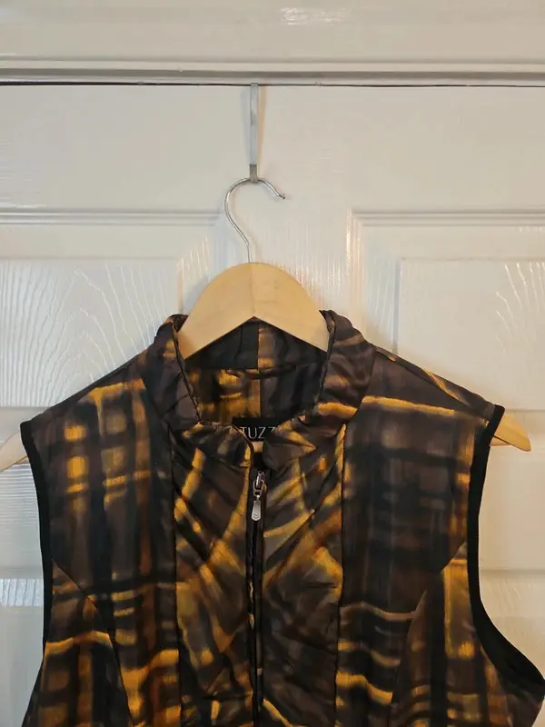 Tuzzi Black Gold Abstract Padded Gilet Waistcoat Size 14 - Image 3