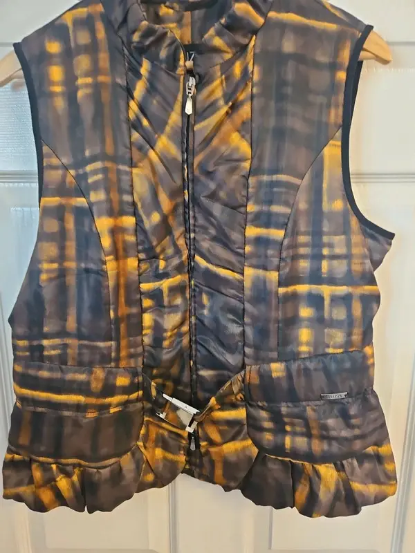 Tuzzi Black Gold Abstract Padded Gilet Waistcoat Size 14 - Image 4